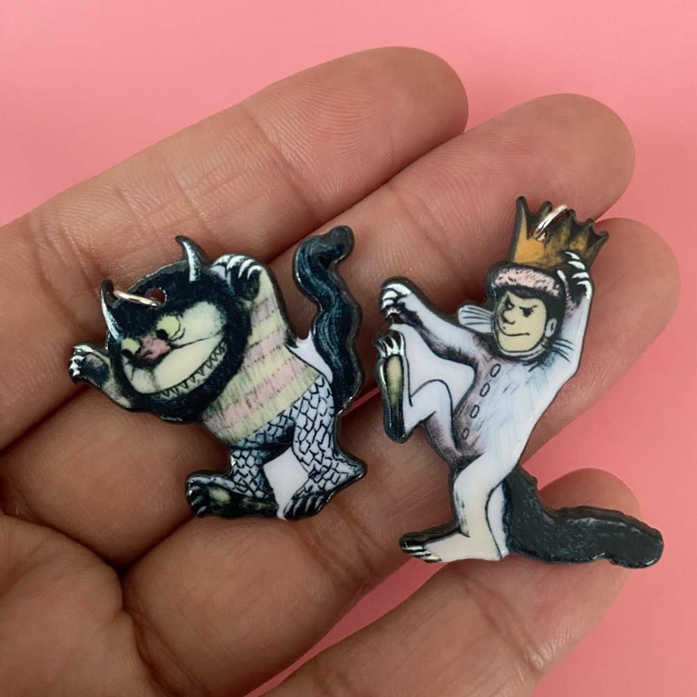 Where the wild things are earrings. Sterling silver hook.
